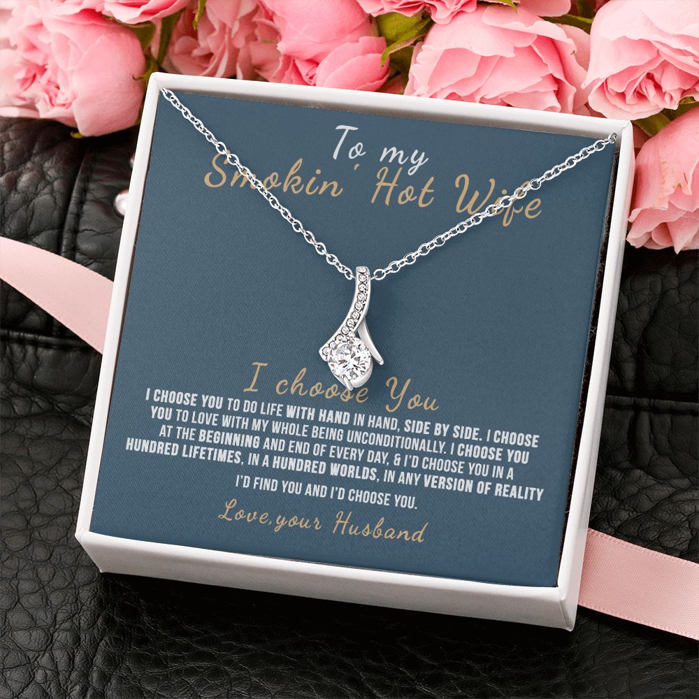 To My Wife Necklace from Husband, Personalized Necklace for Women, Luxury Necklace for Wife from Man Men, Wedding Anniversary Present For Wife, Beautiful Wife Jewelry Christmas Birthday Gift For Wife12 Alluring Beauty Necklace