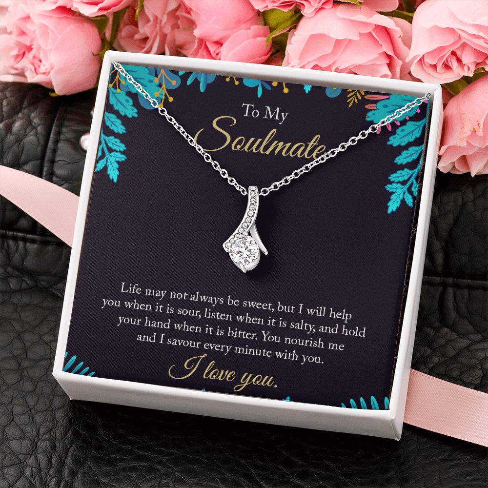 To My Soulmate Necklace for Women Birthday Christmas Jewelry Gifts For My Wife with Message Card Box Personalized Gift Present Pendant for Future Wife Soulmate Girlfriend Love 16 Alluring Beauty Necklace