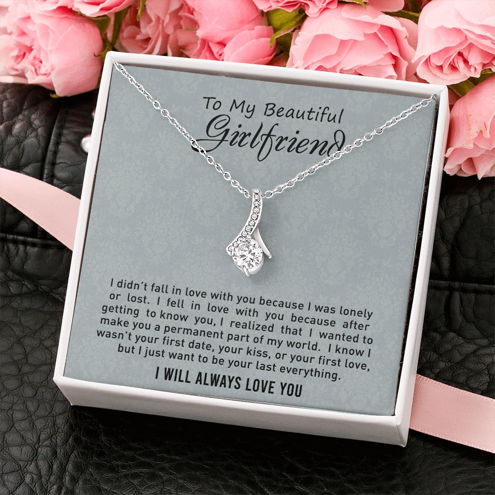 To My Girlfriend Necklace from Boyfriend, Personalized Necklace for Women, Luxury Necklace for Girlfriend, Wedding Anniversary Present For Her, Girlfriend Gift Jewelry Christmas Birthday Gift2 Alluring Beauty Necklace