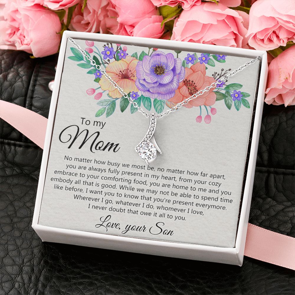 To my Mom Love Your Son Necklace, Meaningful Gift for Mom Necklace Jewelry for Women, Gift for Mom from Son, Son to Mom Jewelry Box, Mom Gift on Mother's Day Birthday Holiday Present Alluring Beauty Necklace