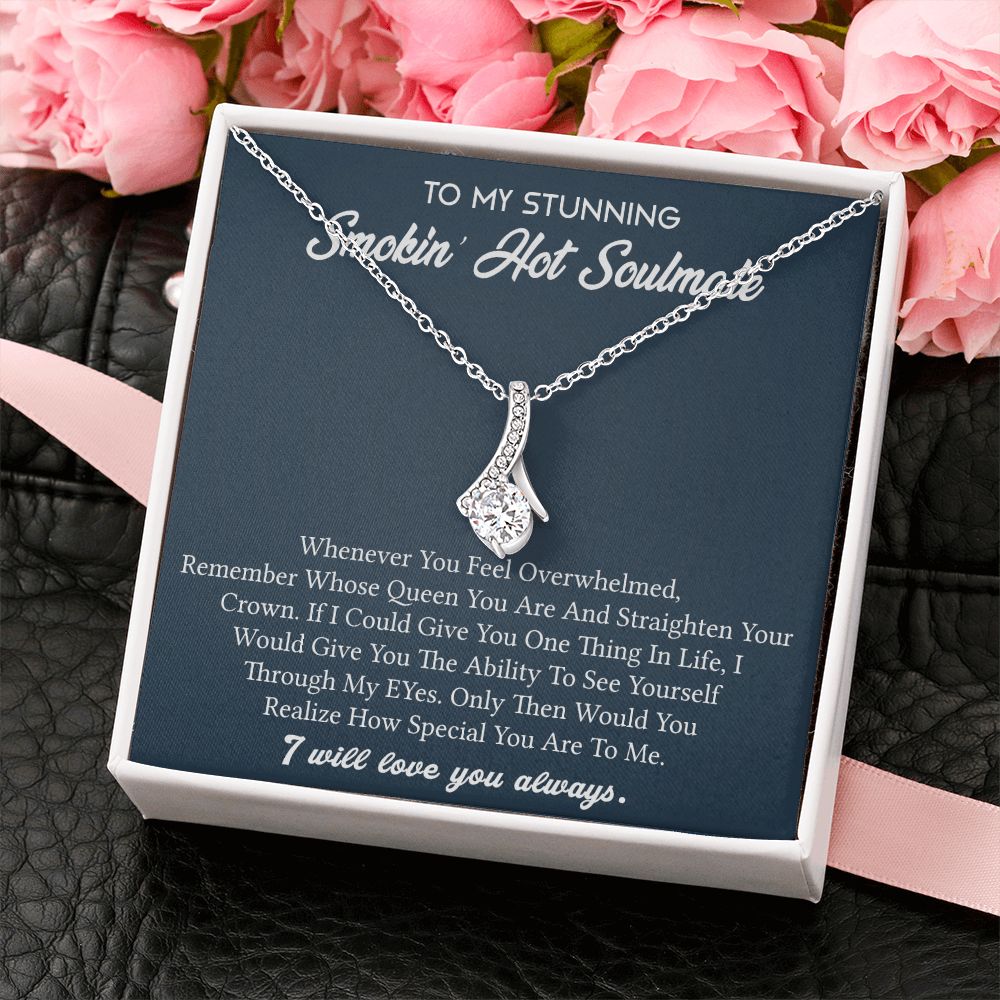 To My Soulmate Necklace for Women Birthday Valentines Day Jewelry Gifts For My Wife with Message Card Box Personalized Gift Present Pendant for Future Wife Soulmate Girlfriend Love 5 Alluring Beauty Necklace