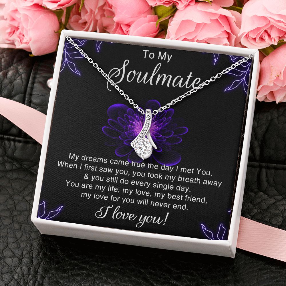 To My Soulmate Necklace for Women Birthday Christmas Jewelry Gifts For My Wife with Message Card Box Personalized Gift Present Pendant for Future Wife Soulmate Girlfriend Love 7 Alluring Beauty Necklace