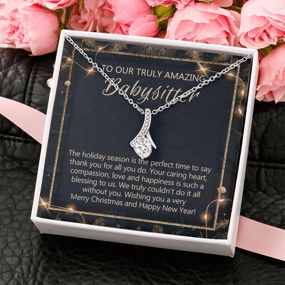 Babysitter Christmas Necklace Gift, Babysitter Gift, Christmas Babysitter Gift from Family, Merry Christmas Day Gift, Holiday Gift, Babysitter Necklace for Women 301 Alluring Beauty Necklace