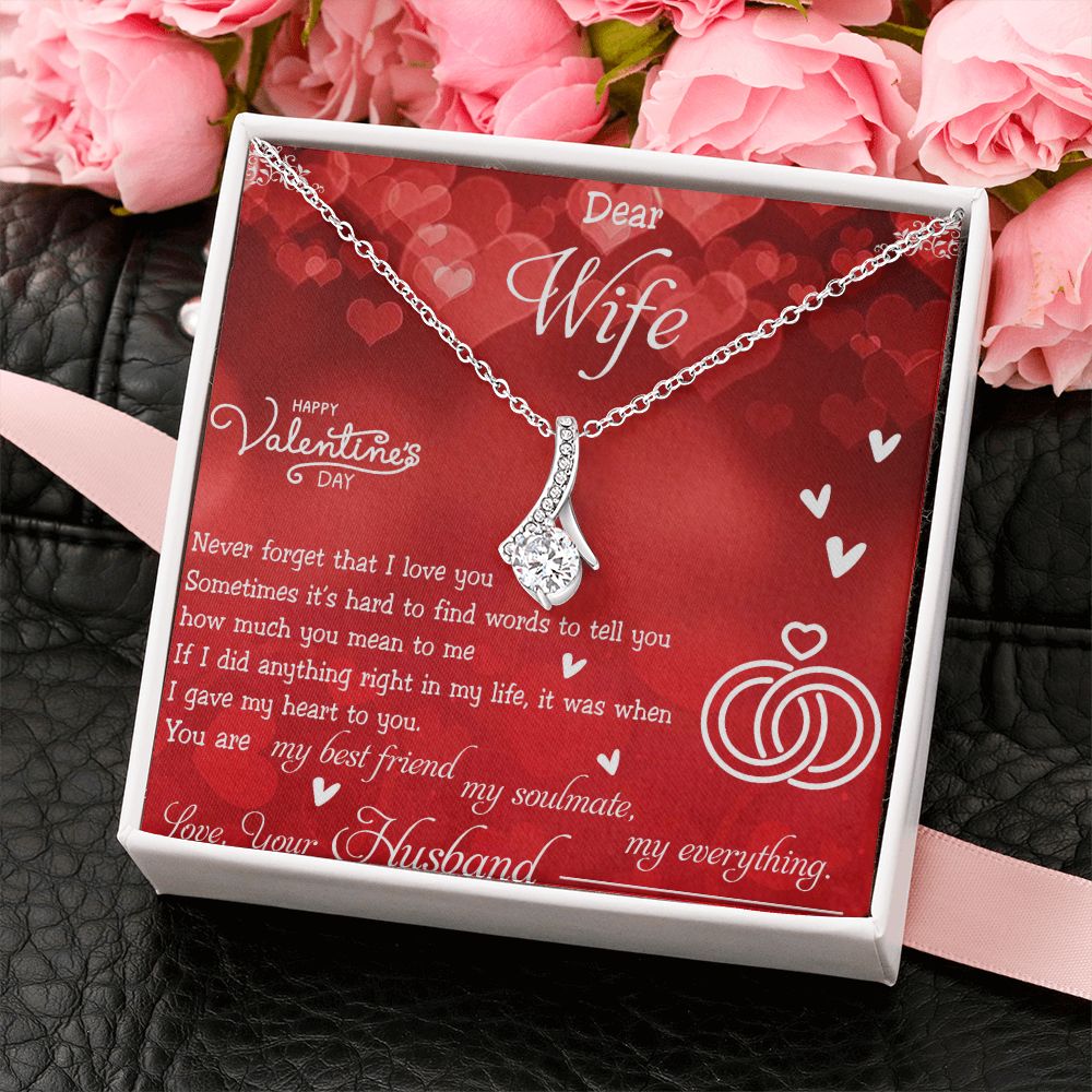 To My Wife Necklace, Wedding Anniversary Jewelry For Women, Necklace For Wife from Husband, Gift For Wife Birthday Gifts From Husband Necklace, Jewelry With Message Card In A Gift Box4 Alluring Beauty Necklace