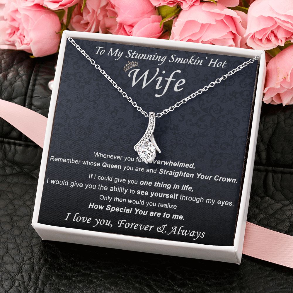 To My Wife Necklace from Husband, Personalized Necklace for Women, Luxury Necklace for Wife from Man Men, Wedding Anniversary Present For Wife, Beautiful Wife Jewelry Christmas Birthday Gift For Wife21 Alluring Beauty Necklace