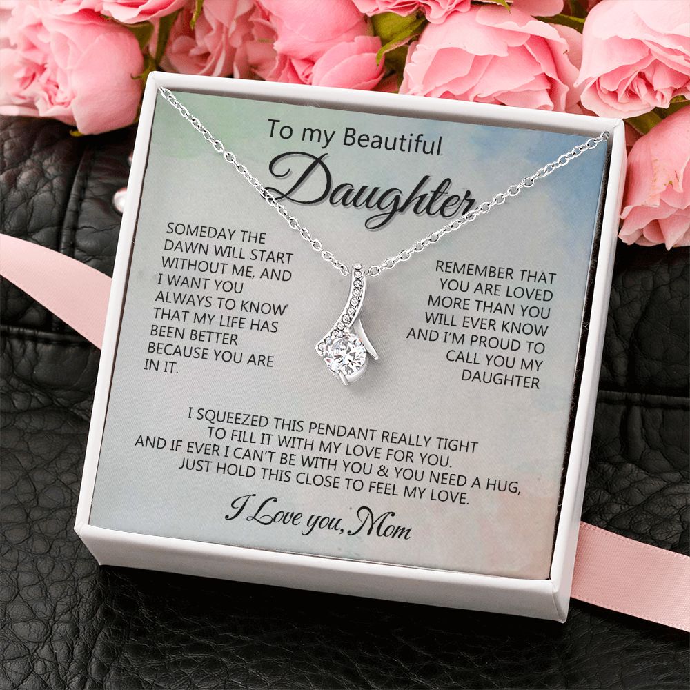 Jewelry Pendant Present for Daughter, To My Daughter Gift Necklace from Mom, Mother Daughter Gift Ideas, Birthday Christmas Gift Graduation Gifts for Daughters, Mother and Daughter Necklace 14 Alluring Beauty Necklace