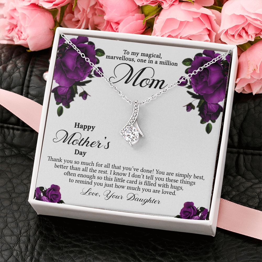 Mom Necklace Gifts for Mom from Daughter to Mom Gifts for Mothers Day from Daughter, To My Mom Necklace from Daughter to Mom Birthday Gifts Necklace with Message Card and Gift Box3 Alluring Beauty Necklace