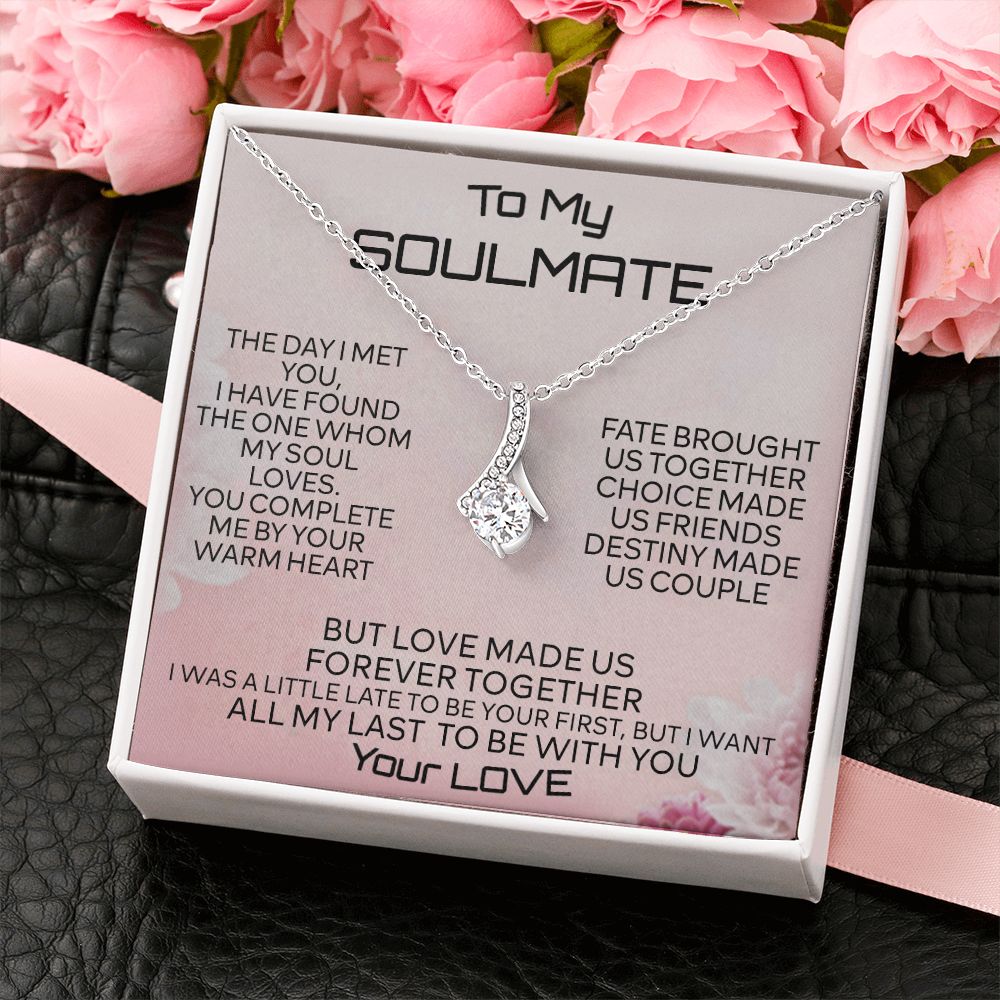 To My Soulmate Necklace for Women Birthday Christmas Jewelry Gifts For My Wife with Message Card Box Personalized Gift Present Pendant for Future Wife Soulmate Girlfriend Love 2 Alluring Beauty Necklace