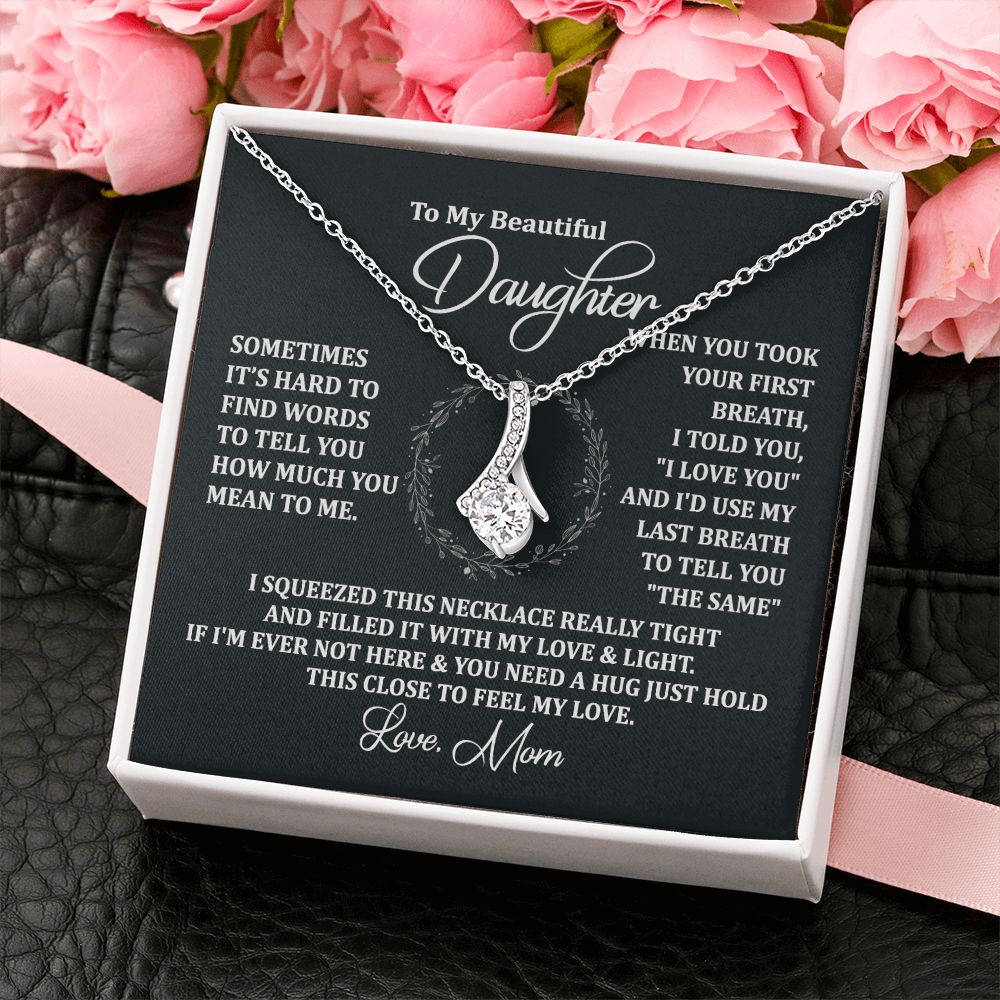 Mother Daughter Gift Ideas, To My Daughter Gift Necklace from Mom, Jewelry Pendant Present for Daughter, Birthday Christmas Gift Graduation Gifts for Daughters, Mother and Daughter Necklace 2135 Alluring Beauty Necklace