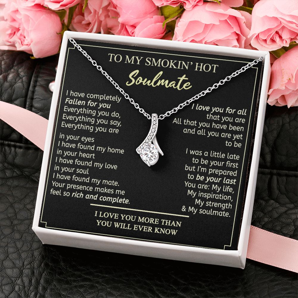 To My Smokin Hot Soulmate Necklace - Wife Gifts From Husband To My Wife Necklace, Gift for Her Romantic, Girlfriend Gifts Necklace for Wife from Men Includes Message Card and Gift Box 2 Alluring Beauty Necklace