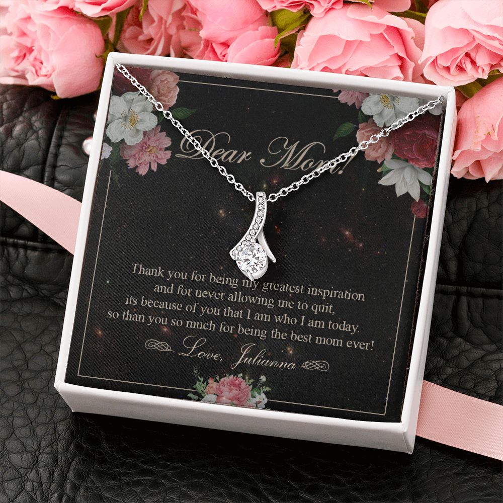 To My Mom Necklace, Gift For Mom On Mother's Day Thank You Mom Gifts From Kids Mom Julianna Alluring Beauty Necklace