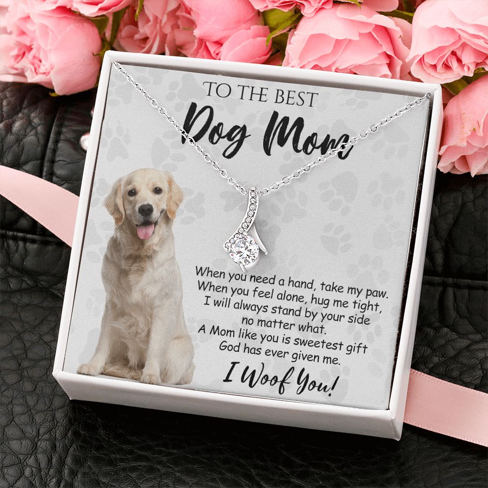 To The Best Golden Retriever Dog Mom Knot Necklace Mother's Day Gift , I Woof You Gift Card, Message Card Jewelry For Dog Lovers, Necklace For Mom Alluring Beauty Necklace