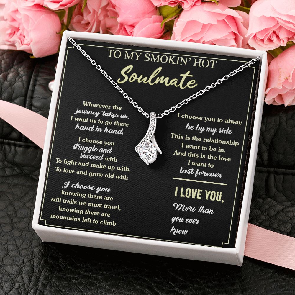 To My Soulmate Necklace for Women Birthday Valentines Day Jewelry Gifts For My Wife with Message Card Box Personalized Gift Present Pendant for Future Wife Soulmate Girlfriend Love 7 Alluring Beauty Necklace
