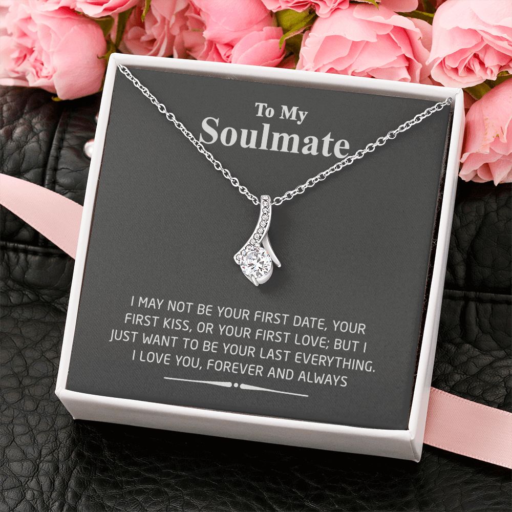 To My Soulmate Necklace for Women Birthday Valentines Day Jewelry Gifts For My Wife with Message Card Box Personalized Gift Present Pendant for Future Wife Soulmate Girlfriend Love 2 Alluring Beauty Necklace