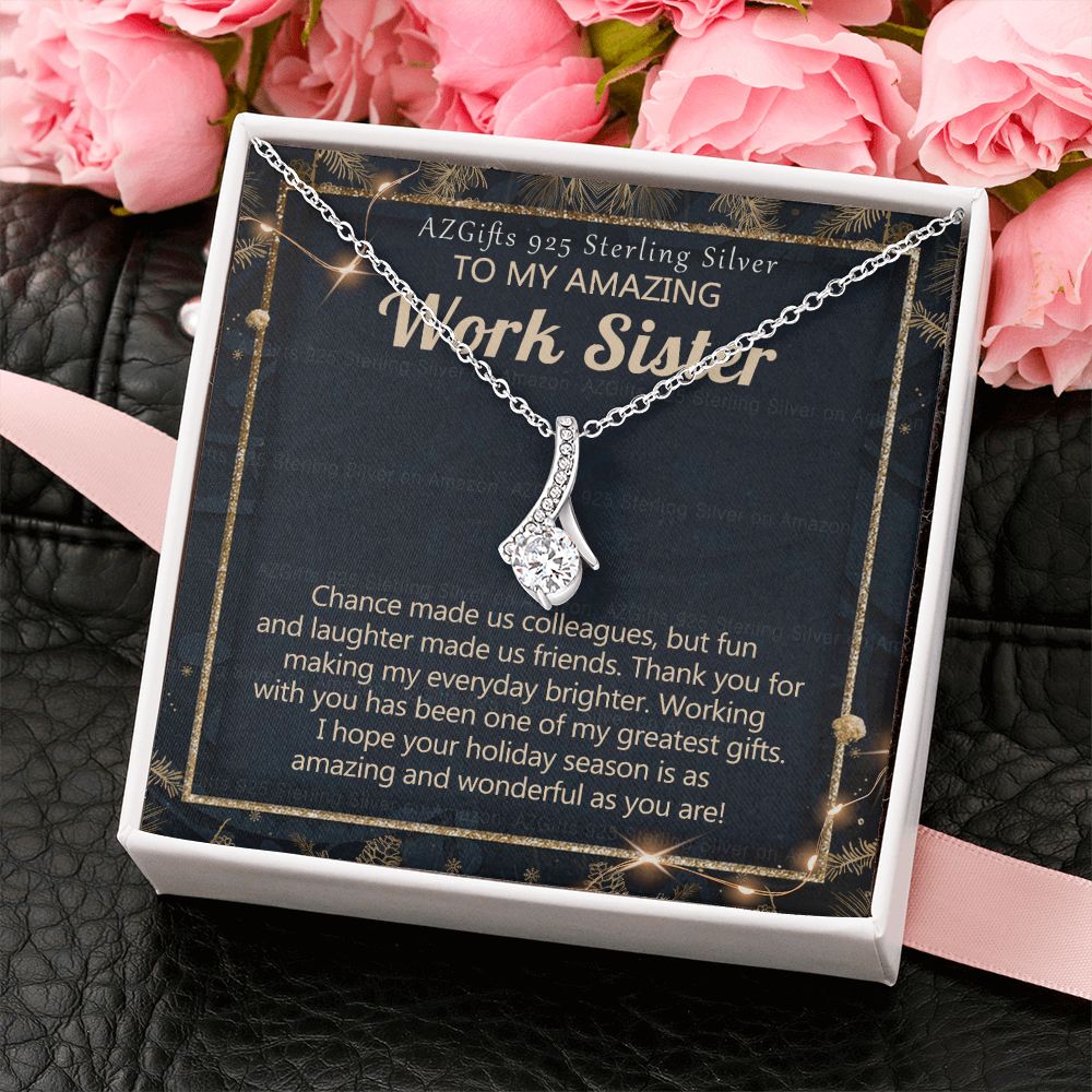 To My Work Sister Necklace Gift for Colleague Christmas Necklace for Work Sister from Co-Worker Christmas Pendant Gift for Colleague Christmas Jewelry Gift for Her Women 301 Alluring Beauty Necklace