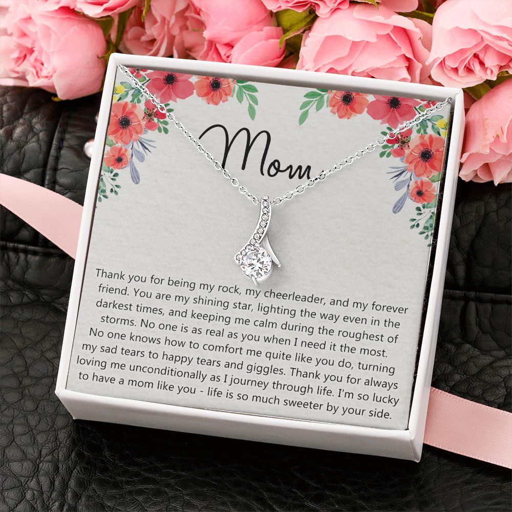 To My Mom Gift Necklace for Mother Daughter Jewelry, Thank You Mom Gift, Gift for Mom from Daughter to Mother Necklace Pendant Jewelry Box for Mom on Mother's Day Birthday Alluring Beauty Necklace