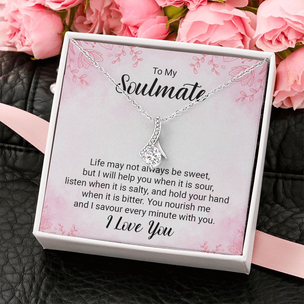 To My Soulmate Necklace for Women Birthday Christmas Jewelry Gifts For My Wife with Message Card Box Personalized Gift Present Pendant for Future Wife Soulmate Girlfriend Love 15 Alluring Beauty Necklace