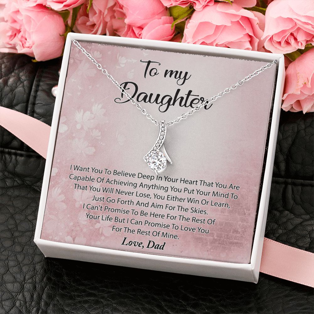 To My Daughter Necklace Gift From Mom I Love You Forever and Always Hearts Necklace For Daughter Present for Birthday Anniversary Christmas Valentine's Day Alluring Beauty Necklace