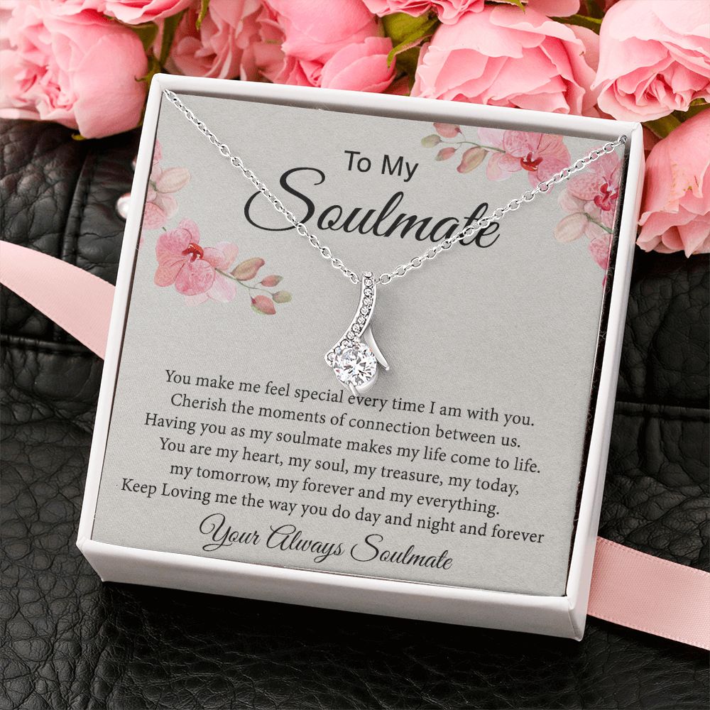 To My Soulmate Necklace for Women Birthday Christmas Jewelry Gifts For My Wife with Message Card Box Personalized Gift Present Pendant for Future Wife Soulmate Girlfriend Love 27 Alluring Beauty Necklace