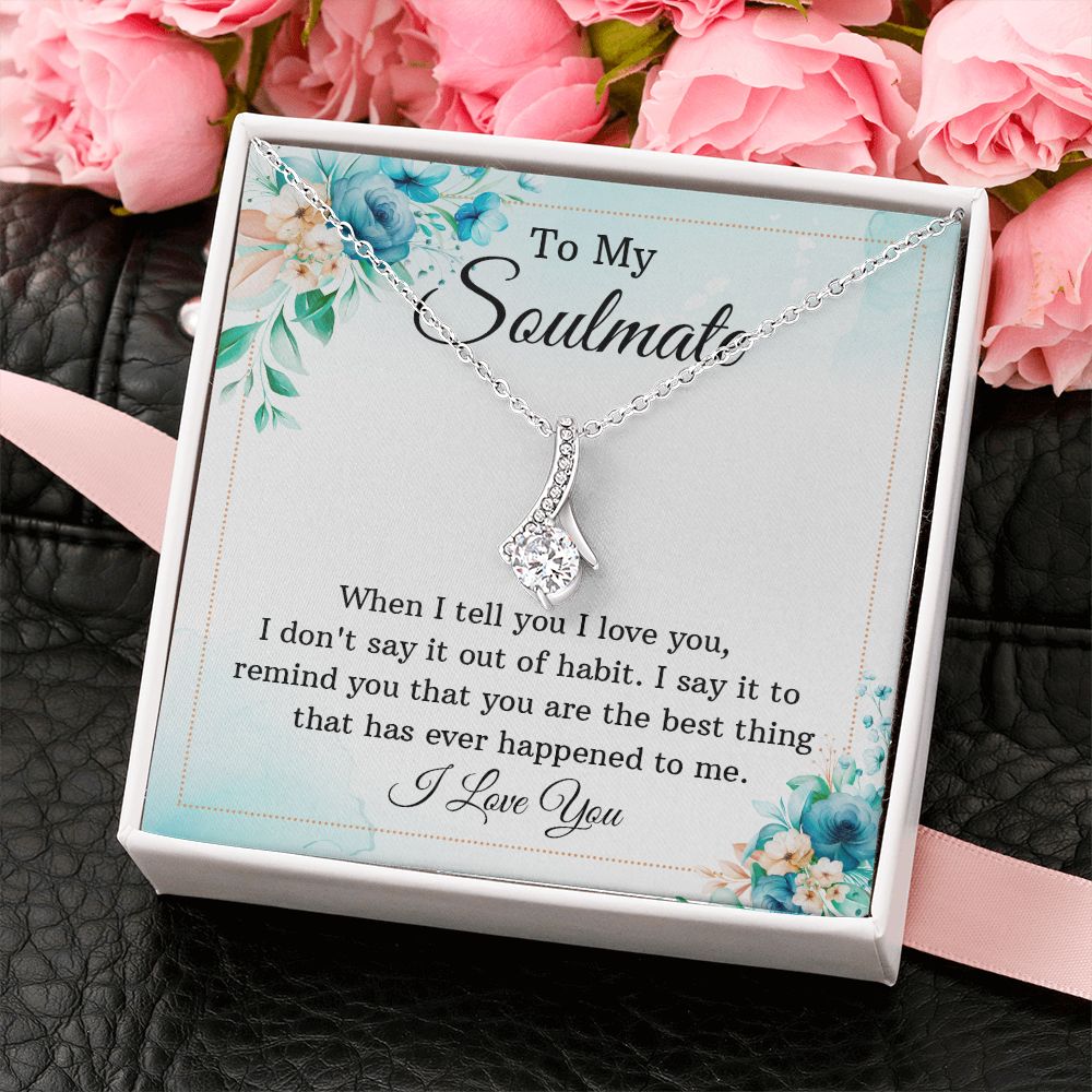 To My Soulmate Necklace for Women Birthday Christmas Jewelry Gifts For My Wife with Message Card Box Personalized Gift Present Pendant for Future Wife Soulmate Girlfriend Love 12 Alluring Beauty Necklace