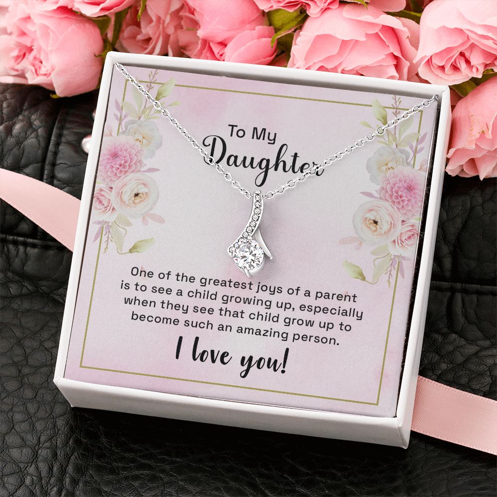 Mother and Daughter Necklace for Girls, To My Daughter Gift Necklace from Mom, Birthday Christmas Gift Graduation Gifts for Daughters, Jewelry Pendant Present for Daughter, Mother Daughter Gift 44 Alluring Beauty Necklace