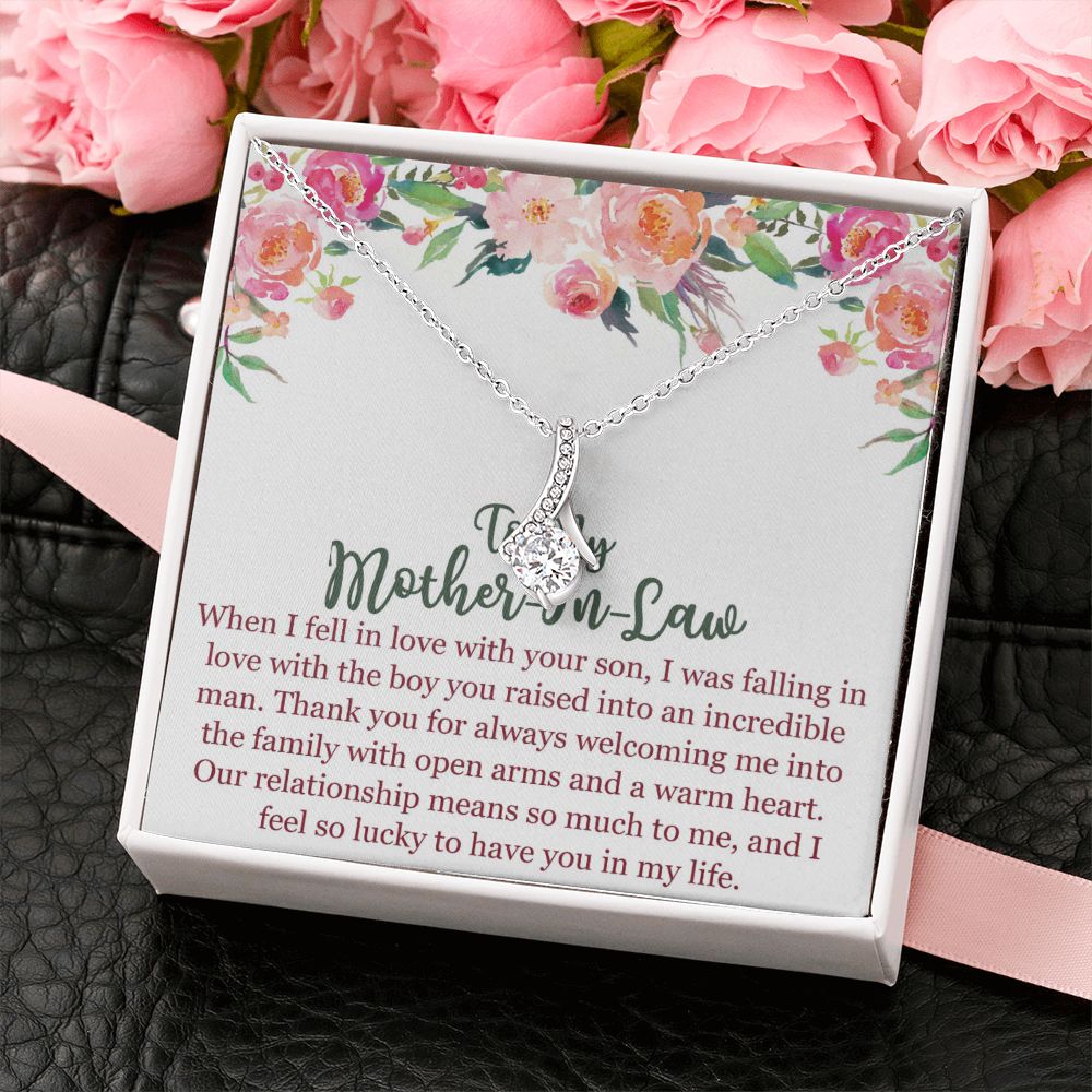 To My Mom In Law Necklace Pendant Gift From Son Happy Mother's Day Gift For Mom Birthday, Anniversary Love With Your Son Alluring Beauty Necklace