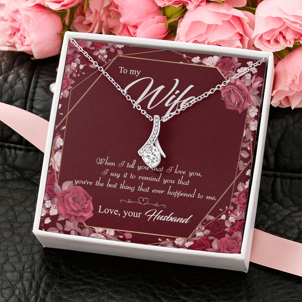 To My Wife Necklace Pendant Gift From Husbnd Habby Birthday Jewelry with Message Card and Gift Box. Wife Necklace Gift for Wife from Husband Valentine's Day Gift For Wife Future Wife Alluring Beauty Necklace