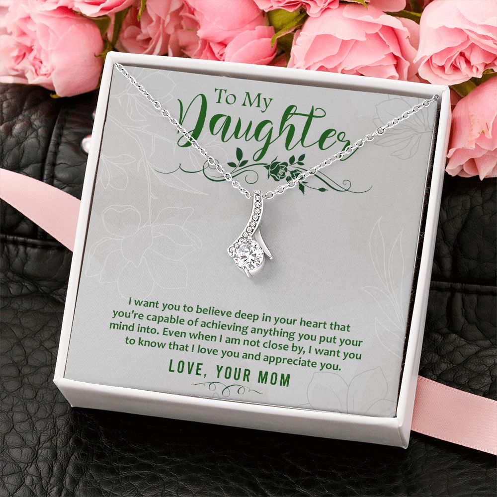 Mother and Daughter Necklace for Girls, To My Daughter Gift Necklace from Mom, Birthday Christmas Gift Graduation Gifts for Daughters, Jewelry Pendant Present for Daughter, Mother Daughter Gift 42 Alluring Beauty Necklace