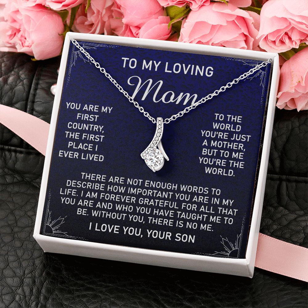To My Loving Mom Necklace, Gift for Mom from Son, Mother's Day Jewelry Gift, Necklace for Mom Birthday Anniversary Mother's Day Jewelry Gift, To My Mom Necklace from Son Alluring Beauty Necklace