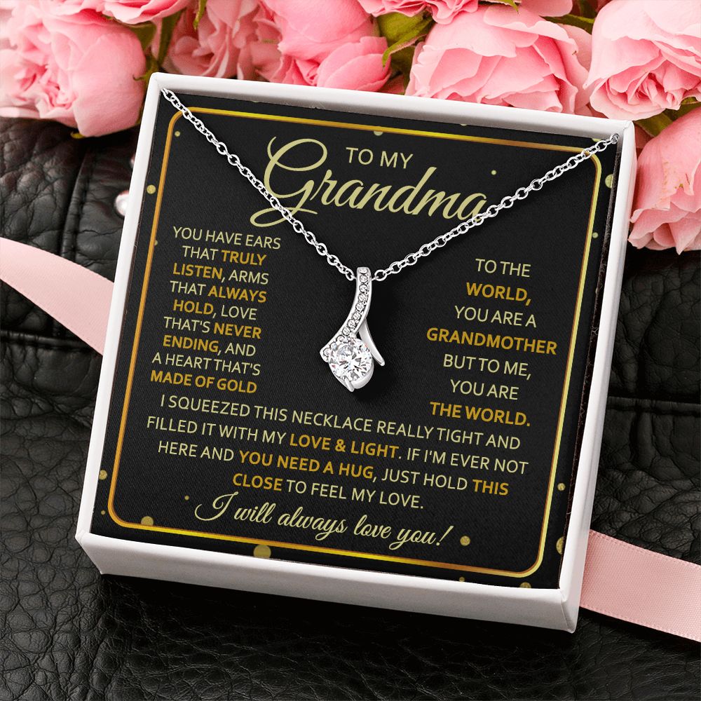 To My Grandma Necklace, Gift for Grandmother Necklace, Mothers Day Gift For Grandma Nana, Grandma Jewelry From Grandchildren GrandKids , Jewelry Box Gift For Grandma Grandmother7 Alluring Beauty Necklace