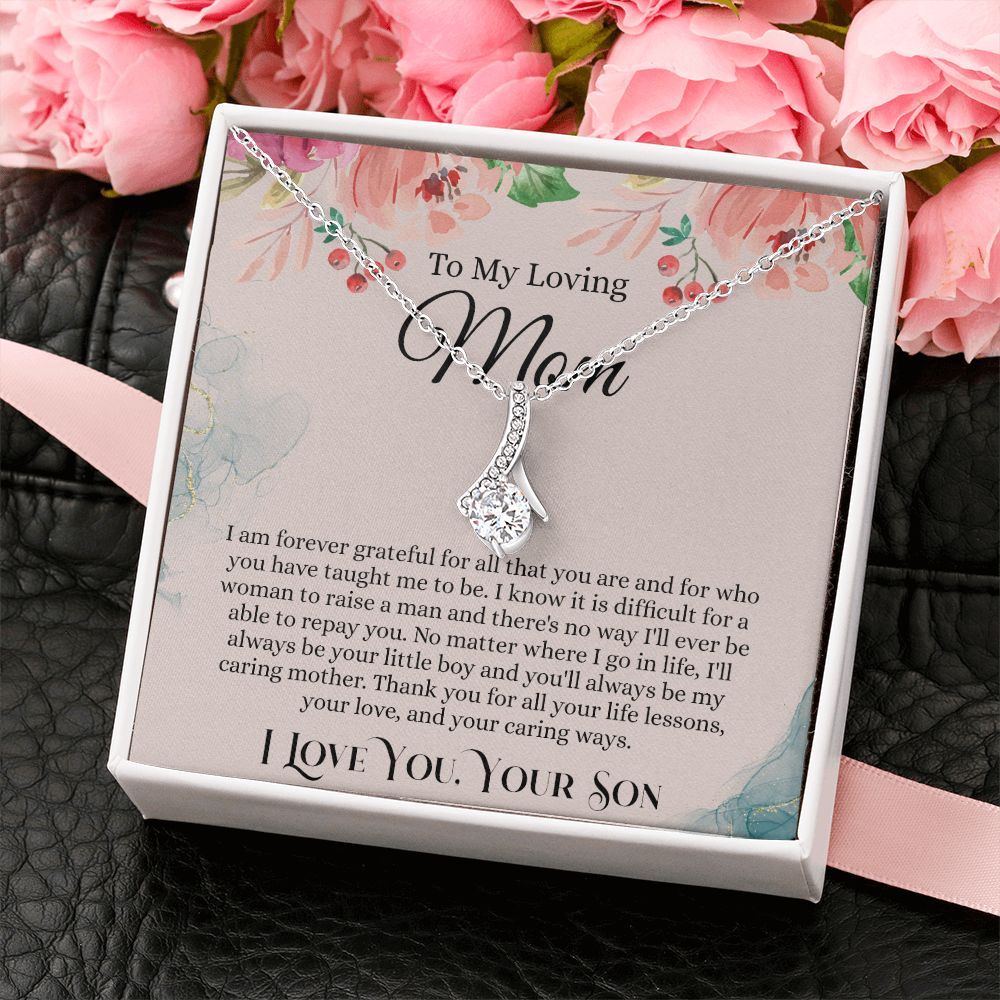 To My Loving Mom Necklace, Mom Gift From Son, Mom Necklace, Gift For Mom From Son, Mom Mother's Day Gift From Son, Mom Birthday Gift From Son, To My Mom Gift, Necklace for Women Alluring Beauty Necklace
