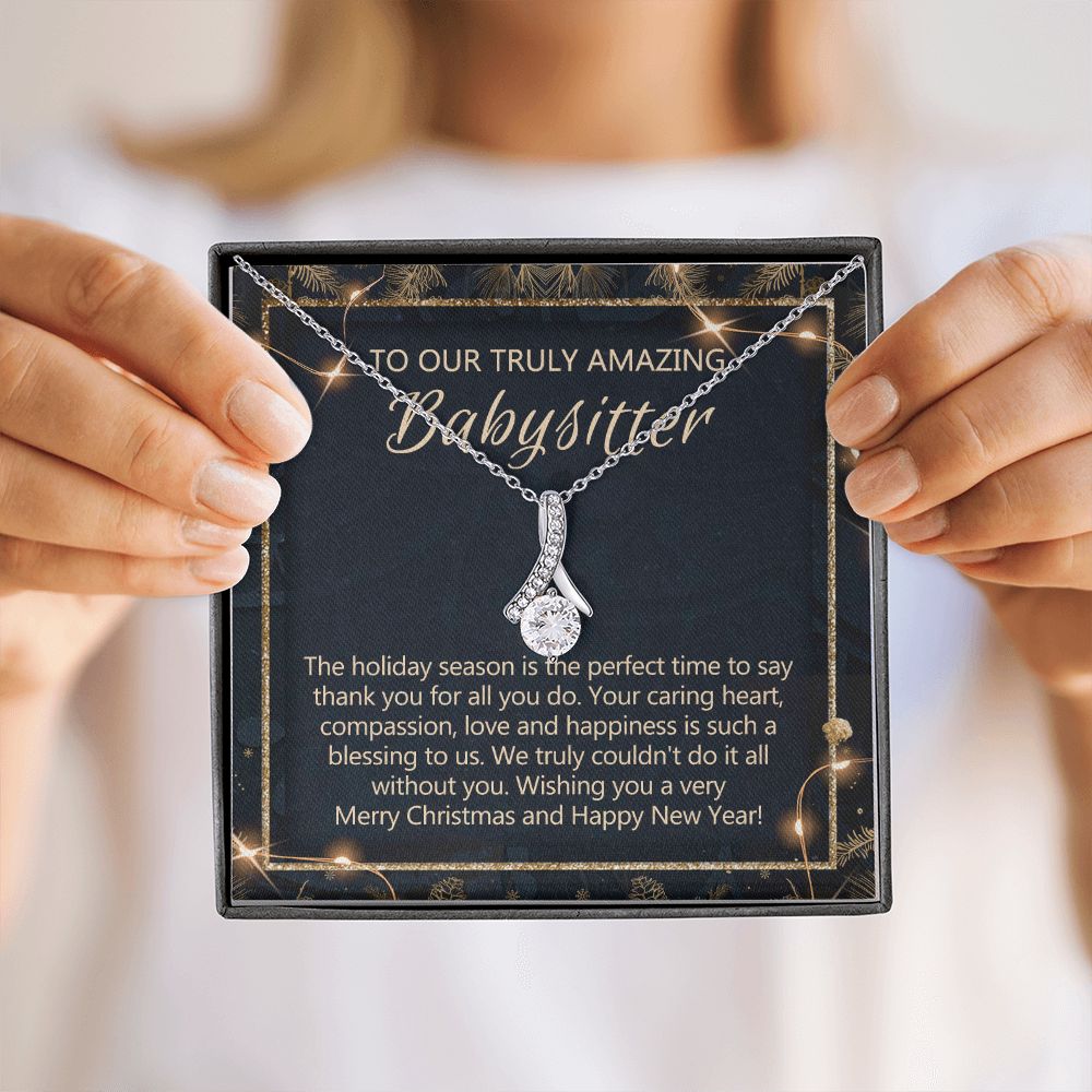 Babysitter Christmas Necklace Gift, Babysitter Gift, Christmas Babysitter Gift from Family, Merry Christmas Day Gift, Holiday Gift, Babysitter Necklace for Women 301 Alluring Beauty Necklace