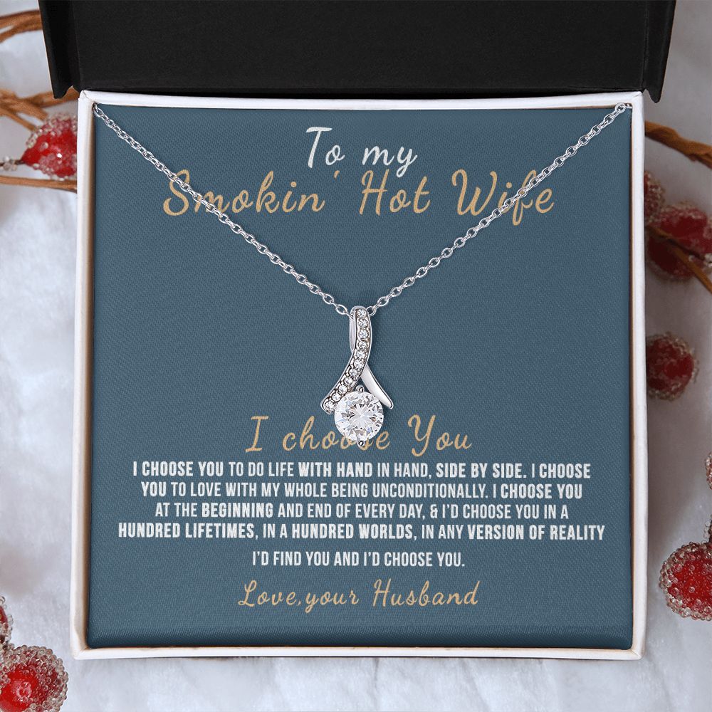 To My Wife Necklace from Husband, Personalized Necklace for Women, Luxury Necklace for Wife from Man Men, Wedding Anniversary Present For Wife, Beautiful Wife Jewelry Christmas Birthday Gift For Wife12 Alluring Beauty Necklace