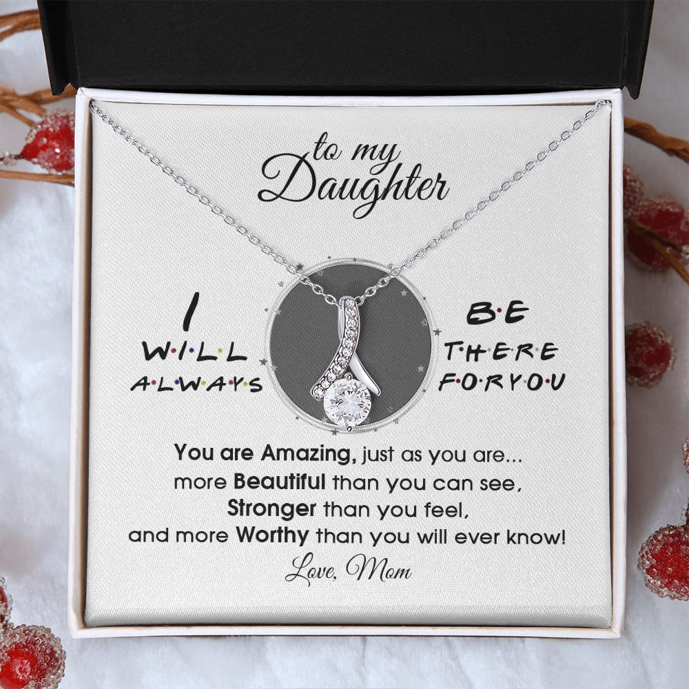 Mother Daughter Gift Ideas, To My Daughter Gift Necklace from Mom, Jewelry Pendant Present for Daughter, Birthday Christmas Gift Graduation Gifts for Daughters, Mother and Daughter Necklace 33 Alluring Beauty Necklace