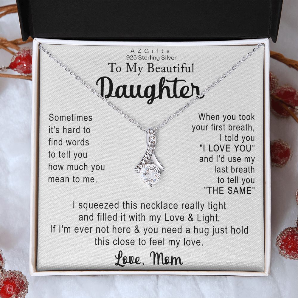 To My Daughter Necklace Gift from Mom Necklace for Daughter from Mom Mother Christmas Birthday Gifts for Teen Girls Women Gift for Daughter Jewelry Present for Her Alluring Beauty Necklace
