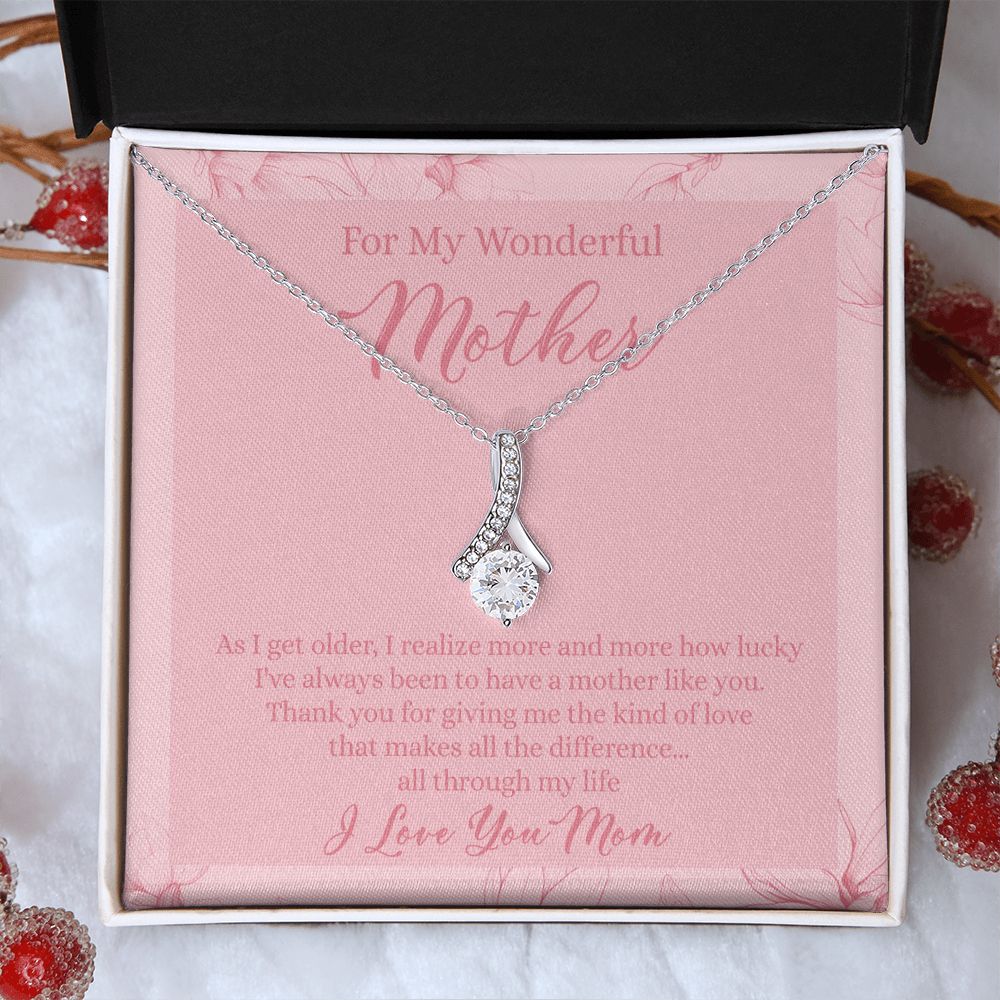 To My Wonderful Mother Necklace Message Card, Gift Box for Mom Birthday Gift From Daughter Mothers Day Necklace for Mom Gift From Daughter Mom Gifts For Wedding Mom Thank You Gift For Mom Alluring Beauty Necklace