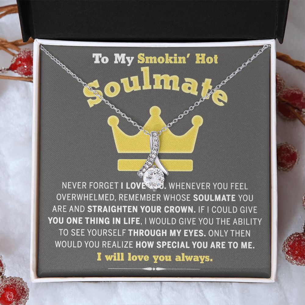 To My Soulmate Necklace for Women Birthday Valentines Day Jewelry Gifts For My Wife with Message Card Box Personalized Gift Present Pendant for Future Wife Soulmate Girlfriend Love 8 Alluring Beauty Necklace