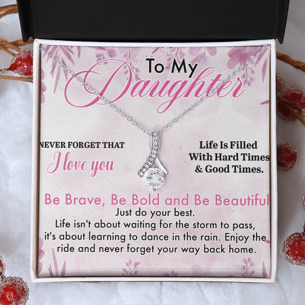 Jewelry Pendant Present for Daughter, To My Daughter Gift Necklace from Mom, Mother Daughter Gift Ideas, Birthday Christmas Gift Graduation Gifts for Daughters, Mother and Daughter Necklace 13 Alluring Beauty Necklace