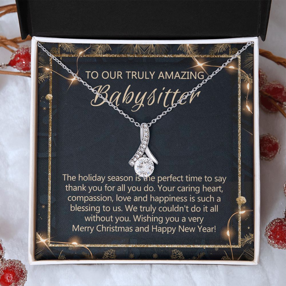 Babysitter Christmas Necklace Gift, Babysitter Gift, Christmas Babysitter Gift from Family, Merry Christmas Day Gift, Holiday Gift, Babysitter Necklace for Women 301 Alluring Beauty Necklace