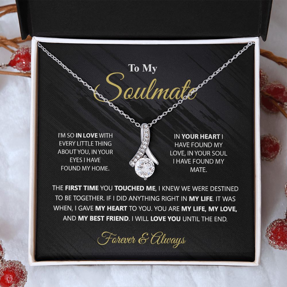 To My Soulmate Necklace for Women Birthday Christmas Jewelry Gifts For My Wife with Message Card Box Personalized Gift Present Pendant for Future Wife Soulmate Girlfriend Love 1 Alluring Beauty Necklace