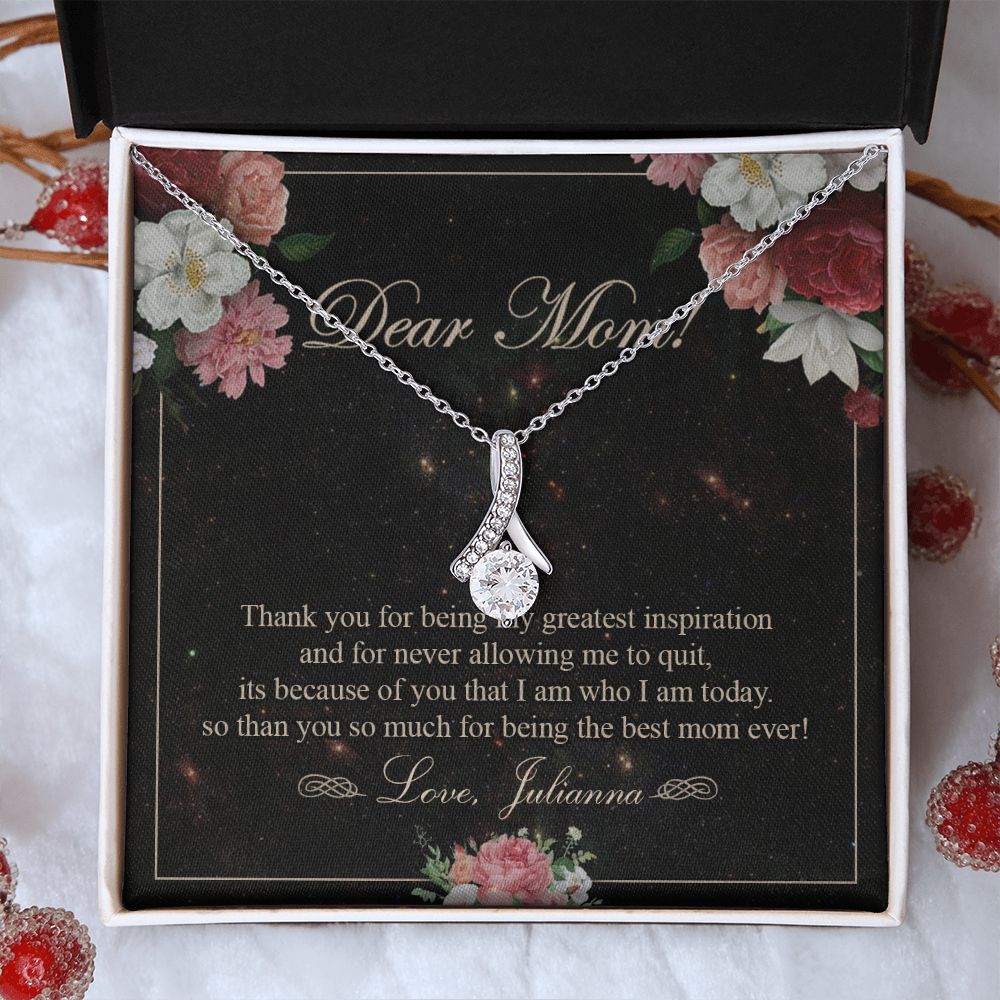 To My Mom Necklace, Gift For Mom On Mother's Day Thank You Mom Gifts From Kids Mom Julianna Alluring Beauty Necklace
