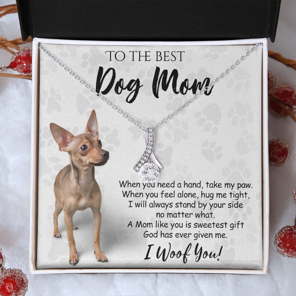 To The Best Chihuahua Dog Mom Knot Necklace Mother's Day Gift , I Woof You Quote Gift Card, Message Card Jewelry For Dog Lovers, Necklace For Mom Alluring Beauty Necklace