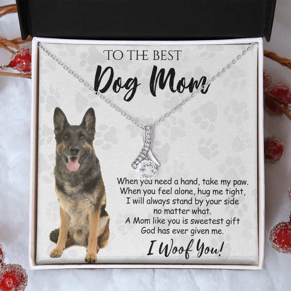 To The Best German Shepherd Dog Mom Knot Necklace Mother's Day Gift , I Woof You Quote Gift Card, Message Card Jewelry For Dog Lovers, Necklace For Mom Alluring Beauty Necklace