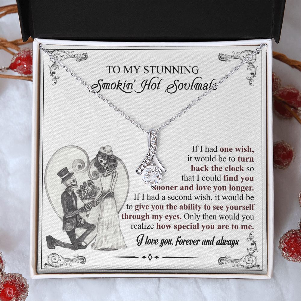 To My Soulmate Necklace for Women Birthday Valentines Day Jewelry Gifts For My Wife with Message Card Box Personalized Gift Present Pendant for Future Wife Soulmate Girlfriend Love 6 Alluring Beauty Necklace