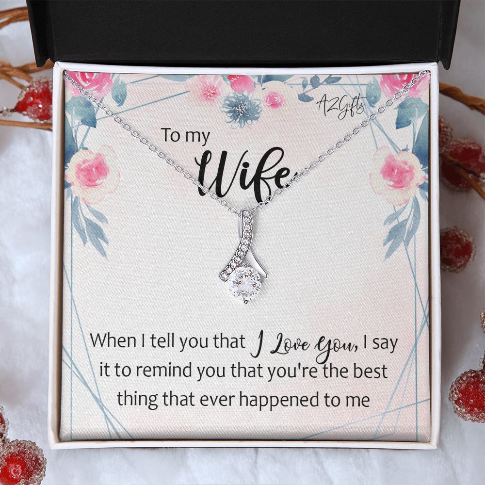 To My Wife Necklace from Husband, Personalized Necklace for Women, Luxury Necklace for Wife from Man Men, Wedding Anniversary Present For Wife, Beautiful Wife Jewelry Christmas Birthday Gifts For Wife Alluring Beauty Necklace