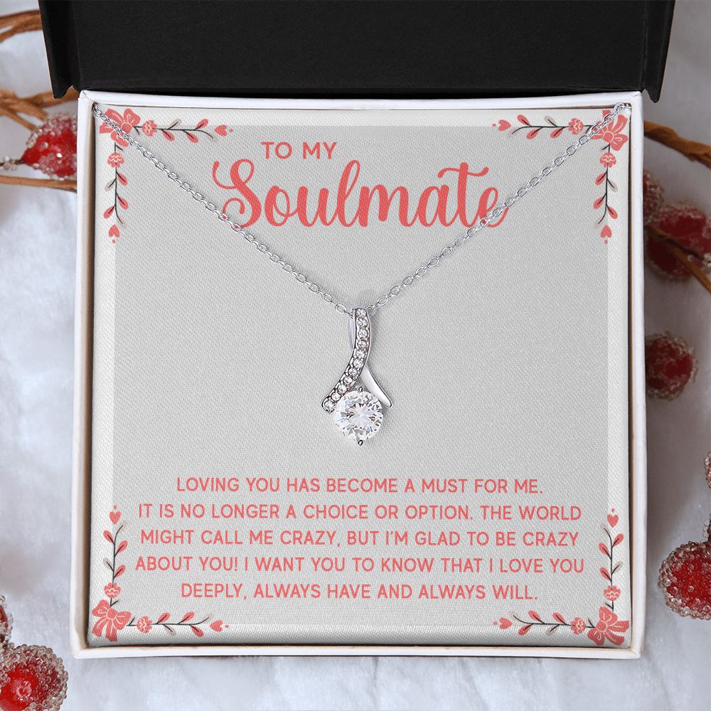 To My Soulmate Necklace for Women Birthday Christmas Jewelry Gifts For My Wife with Message Card Box Personalized Gift Present Pendant for Future Wife Soulmate Girlfriend Love 14 Alluring Beauty Necklace