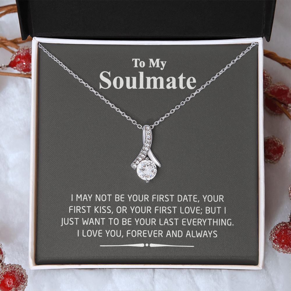 To My Soulmate Necklace for Women Birthday Valentines Day Jewelry Gifts For My Wife with Message Card Box Personalized Gift Present Pendant for Future Wife Soulmate Girlfriend Love 2 Alluring Beauty Necklace