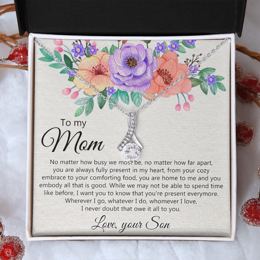 To my Mom Love Your Son Necklace, Meaningful Gift for Mom Necklace Jewelry for Women, Gift for Mom from Son, Son to Mom Jewelry Box, Mom Gift on Mother's Day Birthday Holiday Present Alluring Beauty Necklace