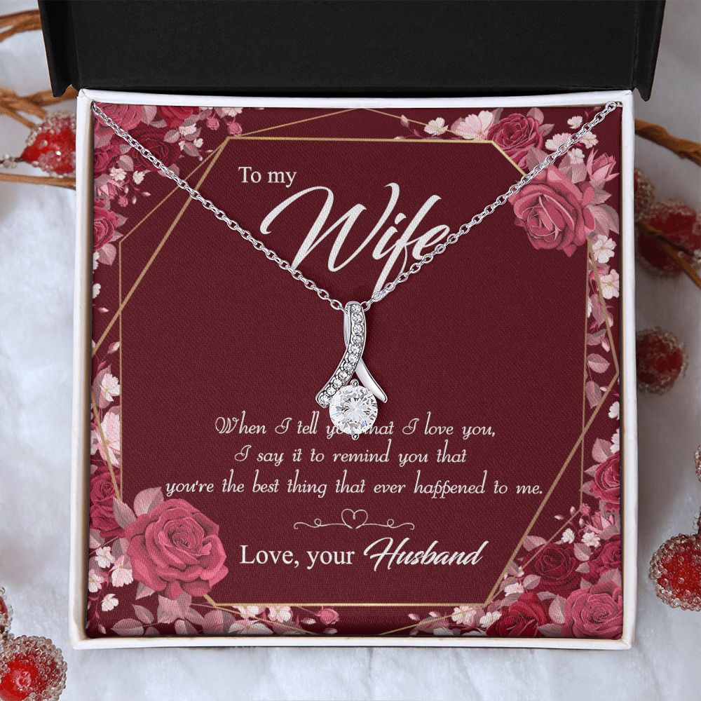 To My Wife Necklace Pendant Gift From Husbnd Habby Birthday Jewelry with Message Card and Gift Box. Wife Necklace Gift for Wife from Husband Valentine's Day Gift For Wife Future Wife Alluring Beauty Necklace