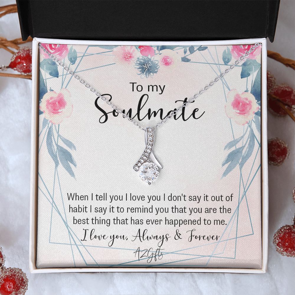 To My Soulmate Necklace for Women Birthday Christmas Jewelry Gifts For My Wife with Message Card Box Personalized Gift Present Pendant for Future Wife Soulmate Girlfriend Love Alluring Beauty Necklace
